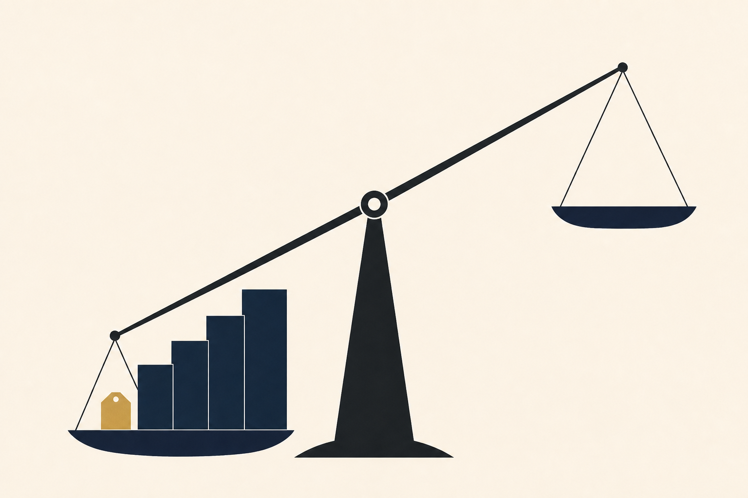 A small visible price rests above much larger hidden process weights.