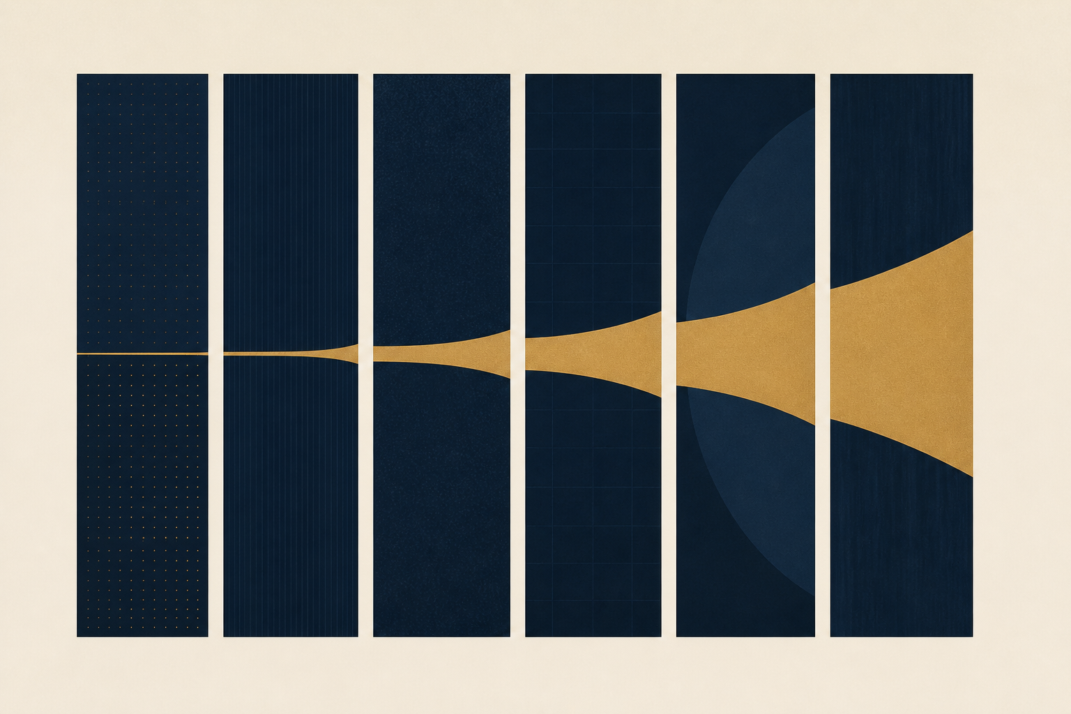 Six vertical panels trace a decision path as authority and consequence widen.