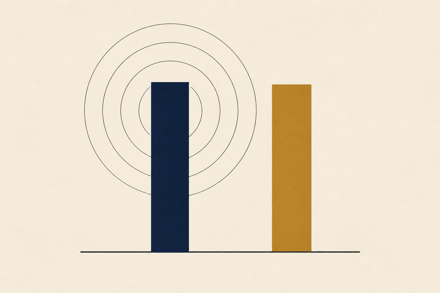 Two similarly tall columns receive very different amounts of surrounding attention.